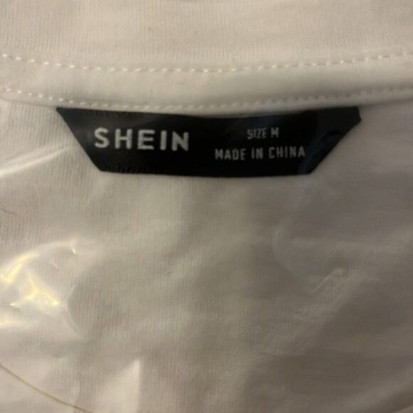 SHEIN Mens White Short Sleeve Crew Neck Tee Size Medium - Picture 3 of 3